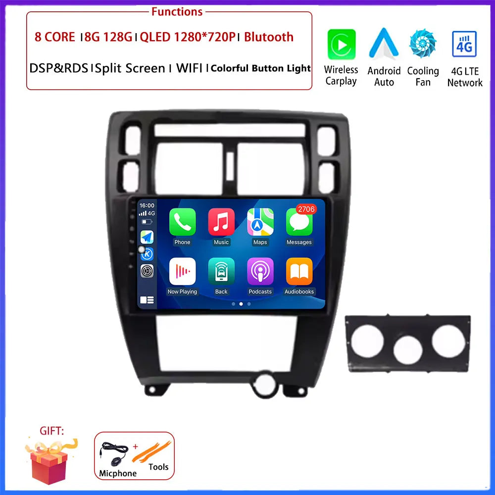 Player GPS Navigation Carplay Auto Android 16 For Hyundai Tucson 2004 -2009 Car Radio Multimedia Stereo Video
