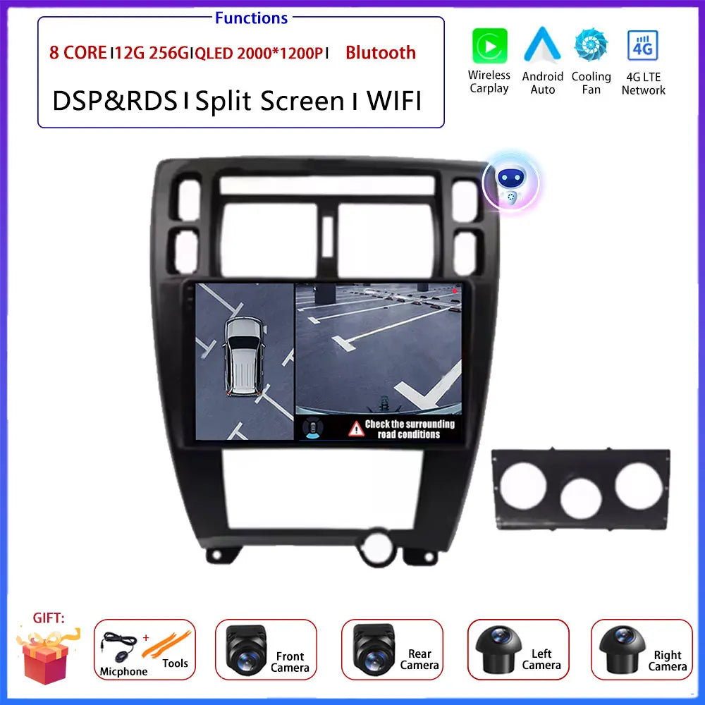 Player GPS Navigation Carplay Auto Android 16 For Hyundai Tucson 2004 -2009 Car Radio Multimedia Stereo Video