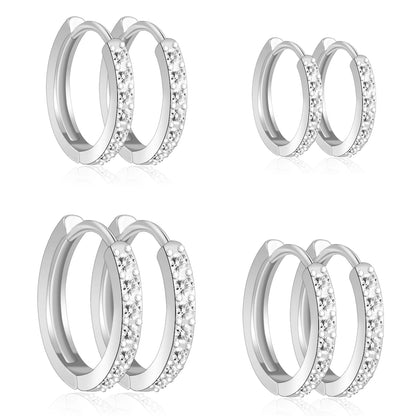 S925 Sterling Silver Pin Earrings Fashion Hoop Earrings White Gold Plated Earrings Nickel Free Earrings