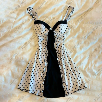 Sexy Punk Y2K Dress Aesthetics Graphic Print Unique Grunge Hip Hop Braces skirt Summer Cool Goth Streetwear A-line skirt Fashion
