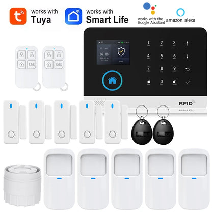Smart Home Solar powered siren Tuya WIFI GSM Alarm System Wireless Smart Life APP 433MHz Safe Security Gap PIR Motion with Alexa