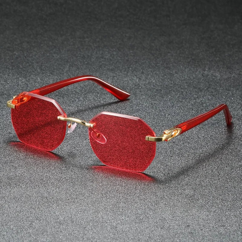 1PC Fashionable Design Sunglasses, Frameless, Suitable For Both Men And Women, Casual Wear, Holiday Use, Sturdy Glasses