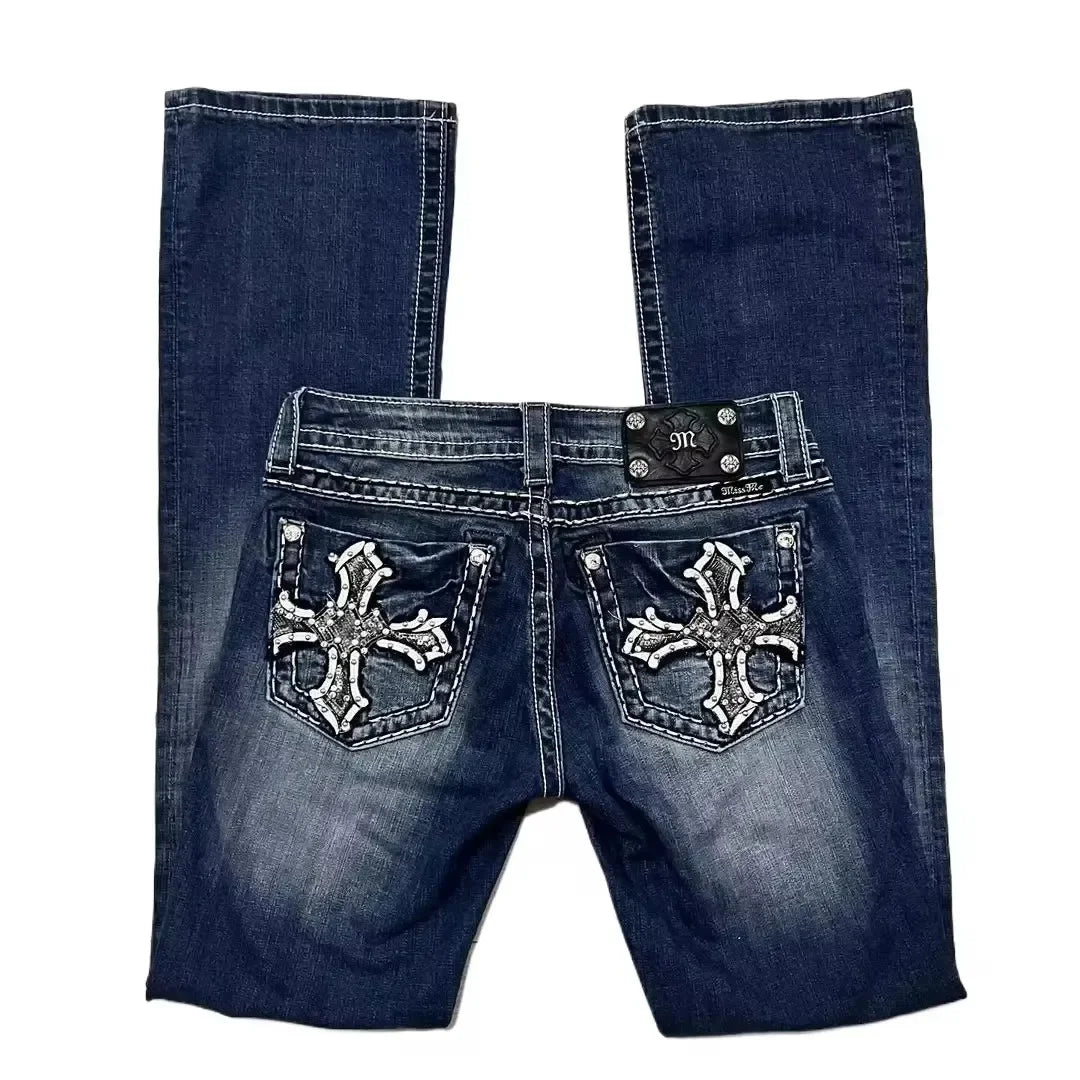 European and American Fashion Simple Stretch Jeans Women's Y2K New Fashion Harajuku Goth Sexy Slim Casual Joker Pants Streetwear