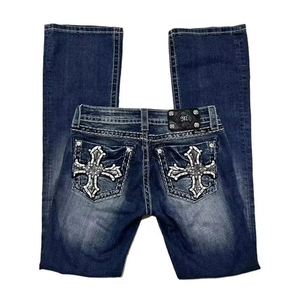European and American Fashion Simple Stretch Jeans Women's Y2K New Fashion Harajuku Goth Sexy Slim Casual Joker Pants Streetwear
