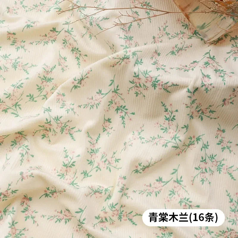 0.5m/1m Thickened Corduroy Fabric Small Floral Printed Fabric Making Dresses Children's Clothing Handmade DIY Clothing Fabrics
