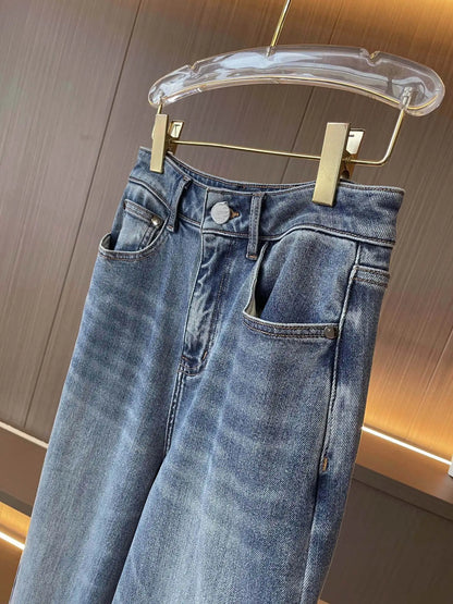 25 Summer New Women's Casual Cotton Denim Wide Leg Pants
