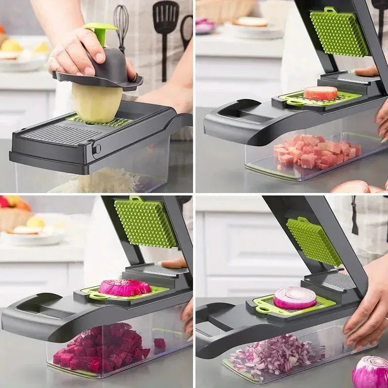 Multifunctional vegetable chopper 14 in one chopper handle food grate chopper kitchen vegetable slicer dicing machine cutting