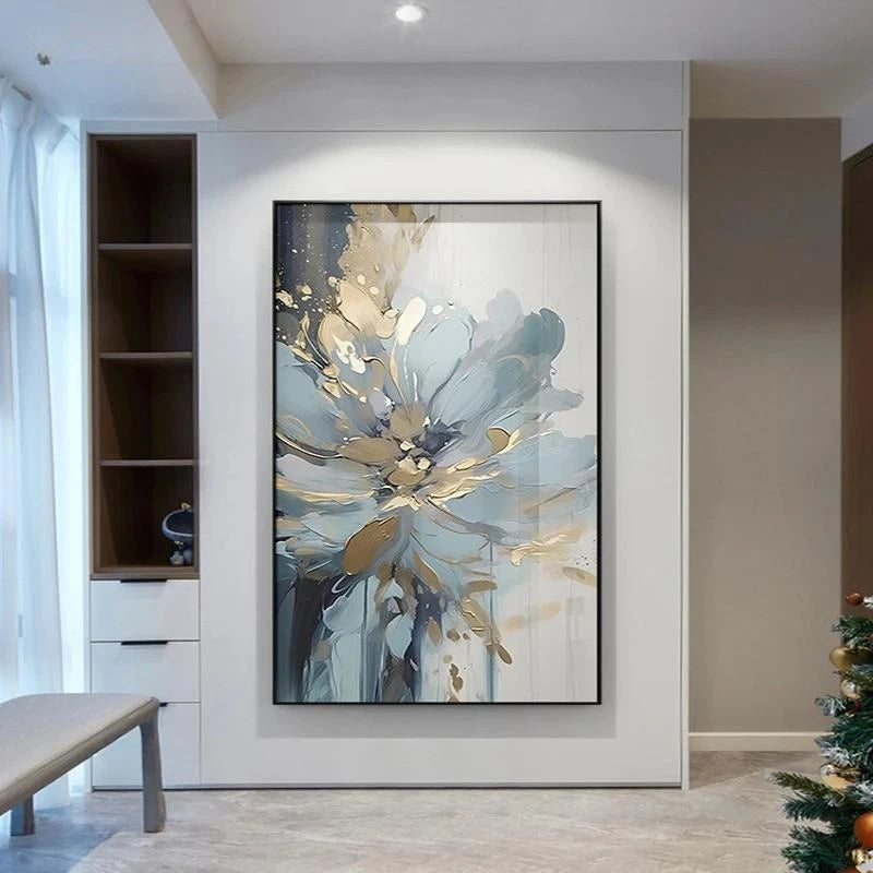 Luxury Painting for Living Room Wall Decor Abstract Blue Floral Canvas Print Wall Pictures Bedroom Entrance Modern Wall Artwork