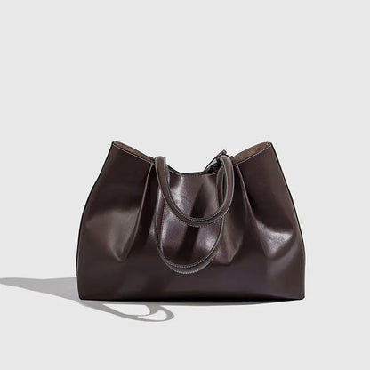 Fashion Ruched Women Big Handbags Designer PU Leather Shoulder Bag High Quality Crossbody Bags Women Bucket Bag Female Clutch