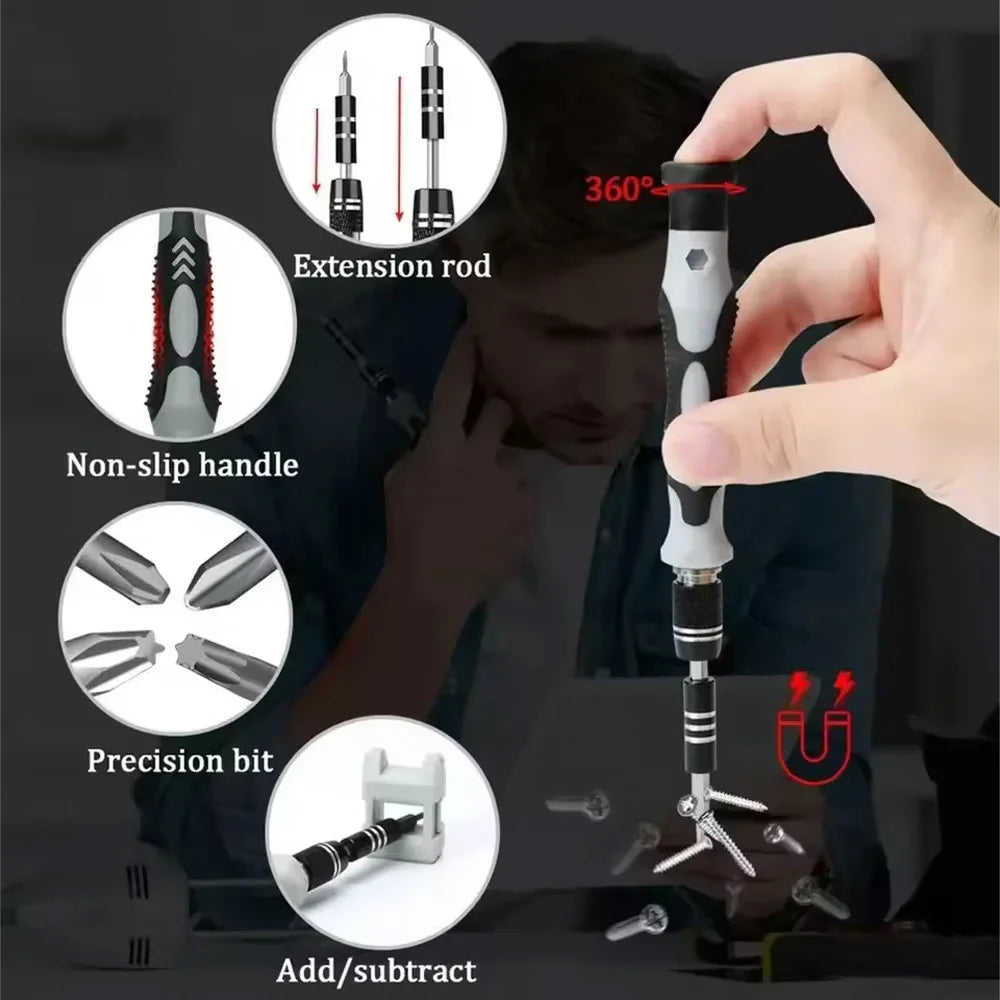 115-in-1 Precision Screwdriver Kit, Includes Magnetic Tips, Ideal for Electronics and Laptop Repairs, Professional Nut Driver