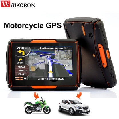 Motorcycle GPS Navigation Car GPS 4.3" IPX67 Waterproof dustproof/ shockproof Bluetooth FM AVIN Built in 8GB With iGo GPS Map