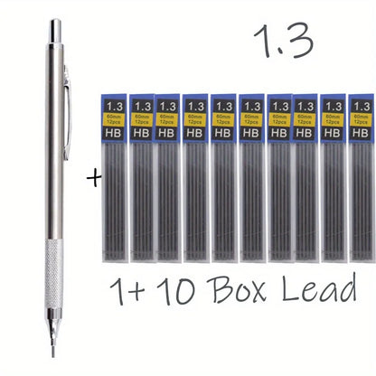 All Metal Mechanical Pencils 0.3, 0.5, 0.7, 0.9, 1.3 2.0Mm Lead Refills  Art, Writing, Sketching Retractable Design