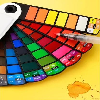 Folding Watercolor Paint Set Solid 18/24/36/42 Colors Painting Pigment Set with Water Brush Pen Watercolor Pigment Students