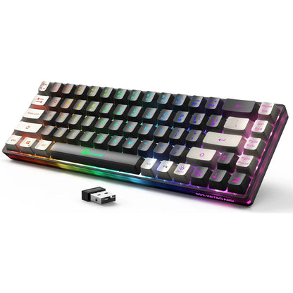 GEODMAER Wireless Gaming Keyboard Rechargeable Backlit Gaming Keyboard 68 Keys Membrane Keyboard for PC English/Spanish Layout