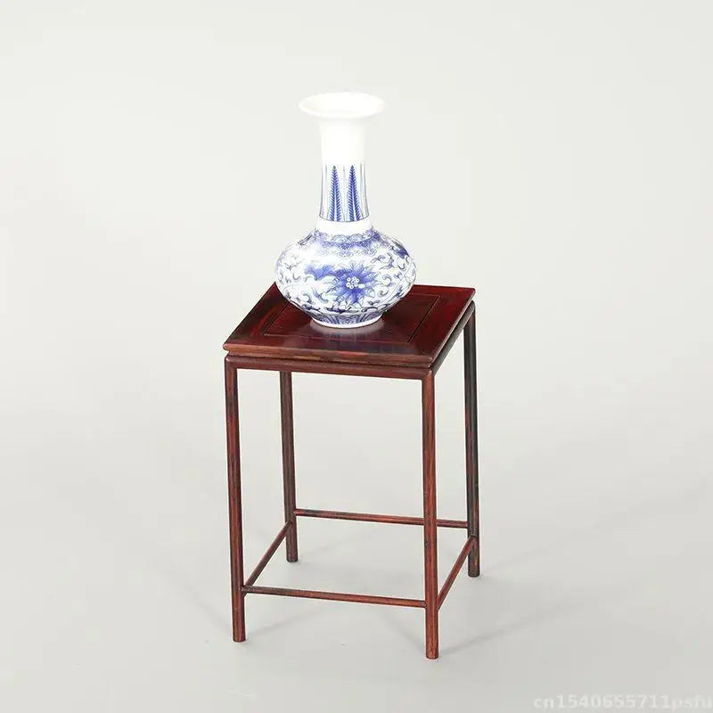 Stool Shape Wooden Pedestal Crafts Vase Flower Pot Bonsai Decorative Shelves Figurines Incense Display Stand Fish Tank Wood Base