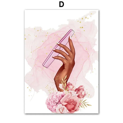 Wall Art Canvas Painting Flower Fashion Girl Lovely Hands Nail Polish Art Salon Decor Poster And Print Living Room Wall Pictures
