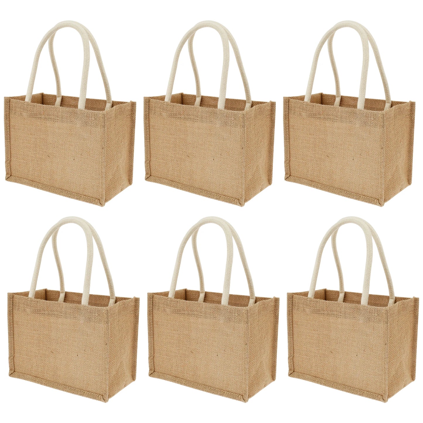 Portable Jute Tote Bag Burlap Tote Bags Mini Burlap Beach Bags Multipurpose Burlap Hand Bags for Shopping Trips Beach School