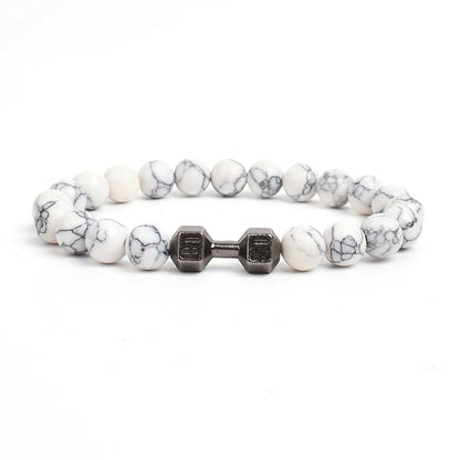 Dumbbells For Men Beads Bracelet Natural Black Volcanic Lava Stone Energy Barbell Fashion Bracelets Bangles Handmade Jewelry