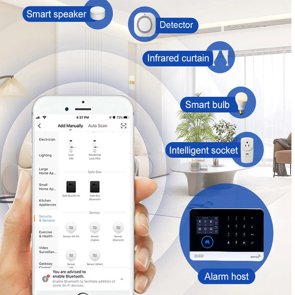 The new smart home security system in 2025, PG-103 4G Tuya APP wireless alarm system, WiFi GSM compatible with all 433MHz wirele