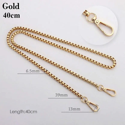 40/60/90cm Metal Chain Shoulder Bag Strap Handbag Handles DIY Purse Replacement Long Beaded Chain Shoulder Bag Straps Chain Belt