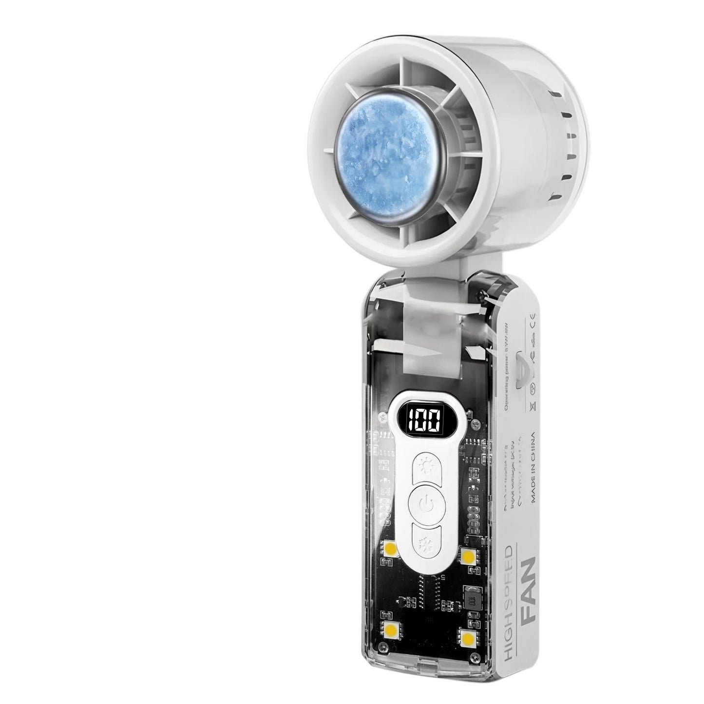 Portable Mini Handheld Fan with LED Display Semiconductor Refrigeration 100 Speeds USB Rechargeable Battery Outdoor Fan