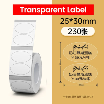 Niimbot Clear Sticker Thermal Paper Transparent Self-Adhesive for B1 B21 Label Maker Round Flower Pattern Waterproof Single Roll