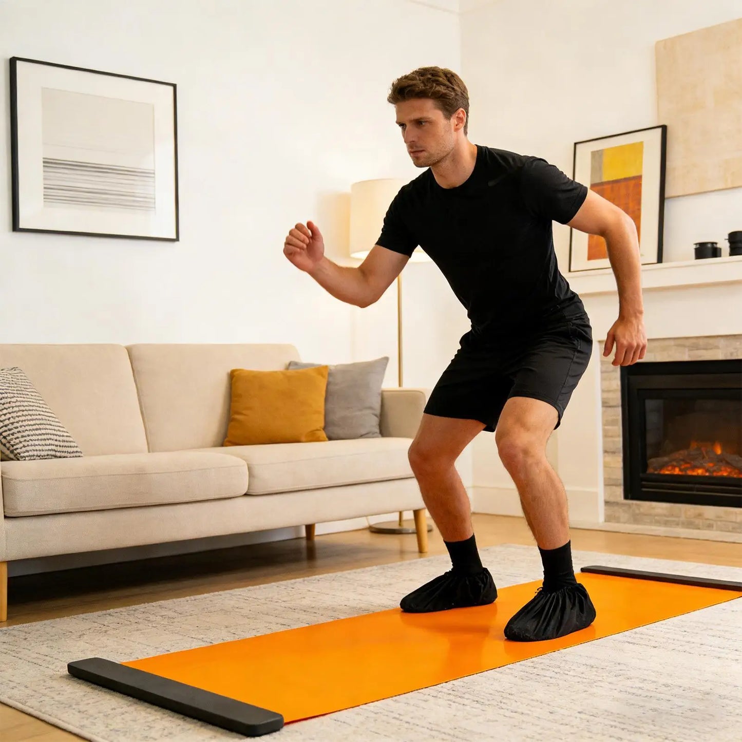 200cm Yoga Mat Skating Slide Board Household Sliding Fitness Training Board for Ice Hockey Roller Skating Leg Exercise