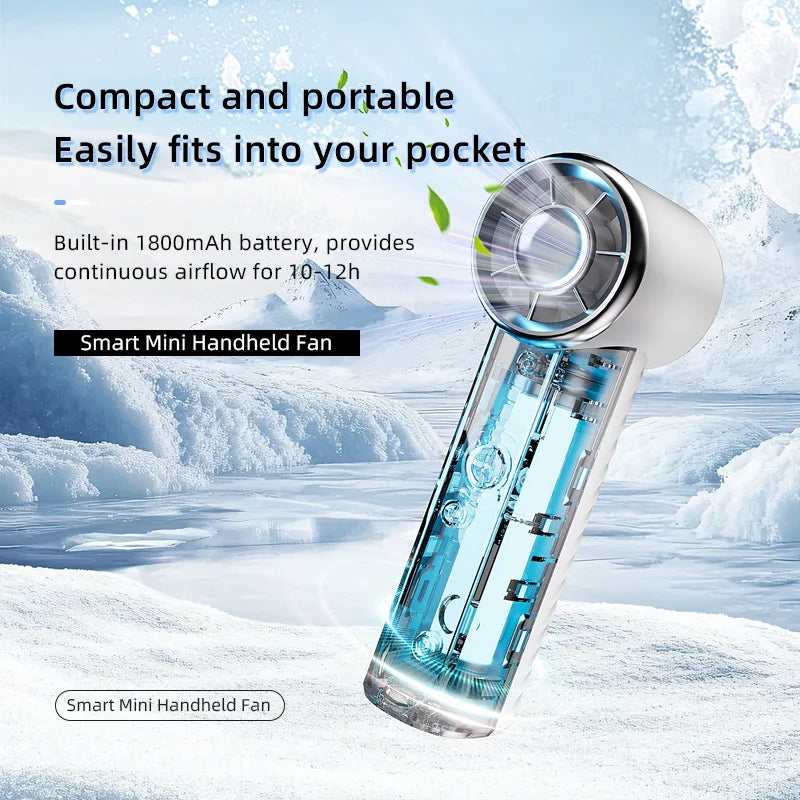 Portable Mini Handheld Fan, 100 Speed USB Rechargeable Outdoor Handheld Mini Fan, With LED Display For Travel Camping 12m/s