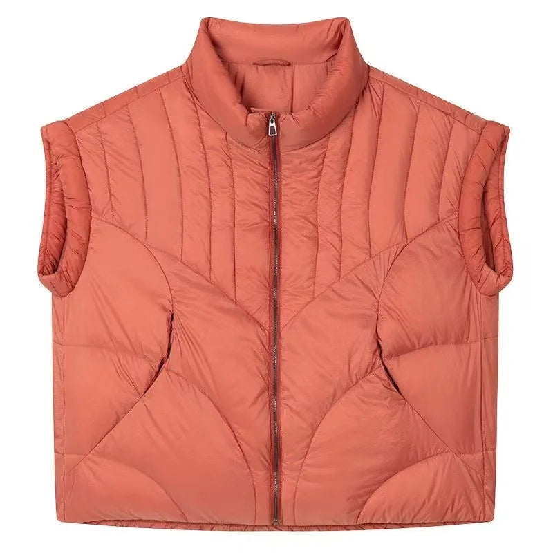 2023 New Down Cotton Vest Women's Autumn Winter Loose Fashion All-match Warm Sleeveless Waistcoat Jacket Female Tops
