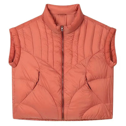 2023 New Down Cotton Vest Women's Autumn Winter Loose Fashion All-match Warm Sleeveless Waistcoat Jacket Female Tops
