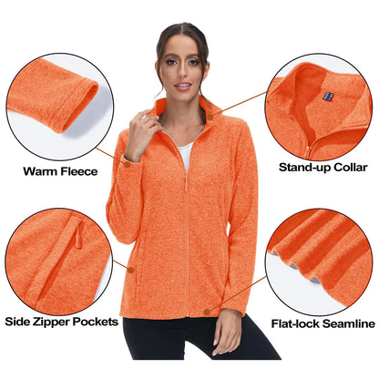 MAGCOMSEN Lightweight Women's Fleece Jackets Womens Athletic Warm Sweatshirts Casual Turtleneck Sweater Coat Sports Tops