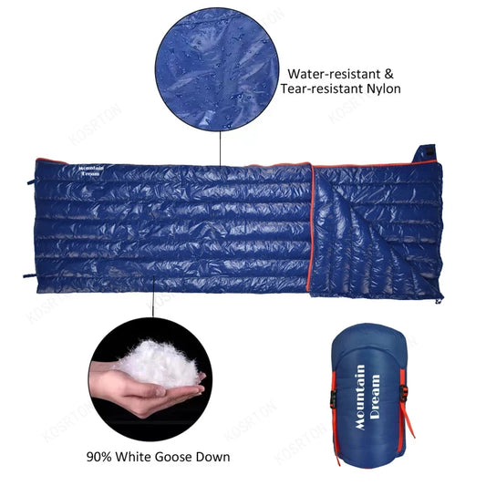 Outdoor Camping Sleeping Bag 90% Goose Down Adult Envelope Type Ultralight Portable Sliping Down Sleeping Bag Hiking Warm Bag