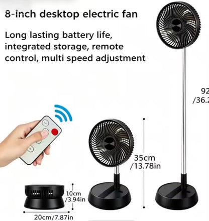 Portable Folding Fan 6000mAh USB Remote Control Air Cooler Silent Rechargeable Wireless Floor Standing Fan For Outdoor Home