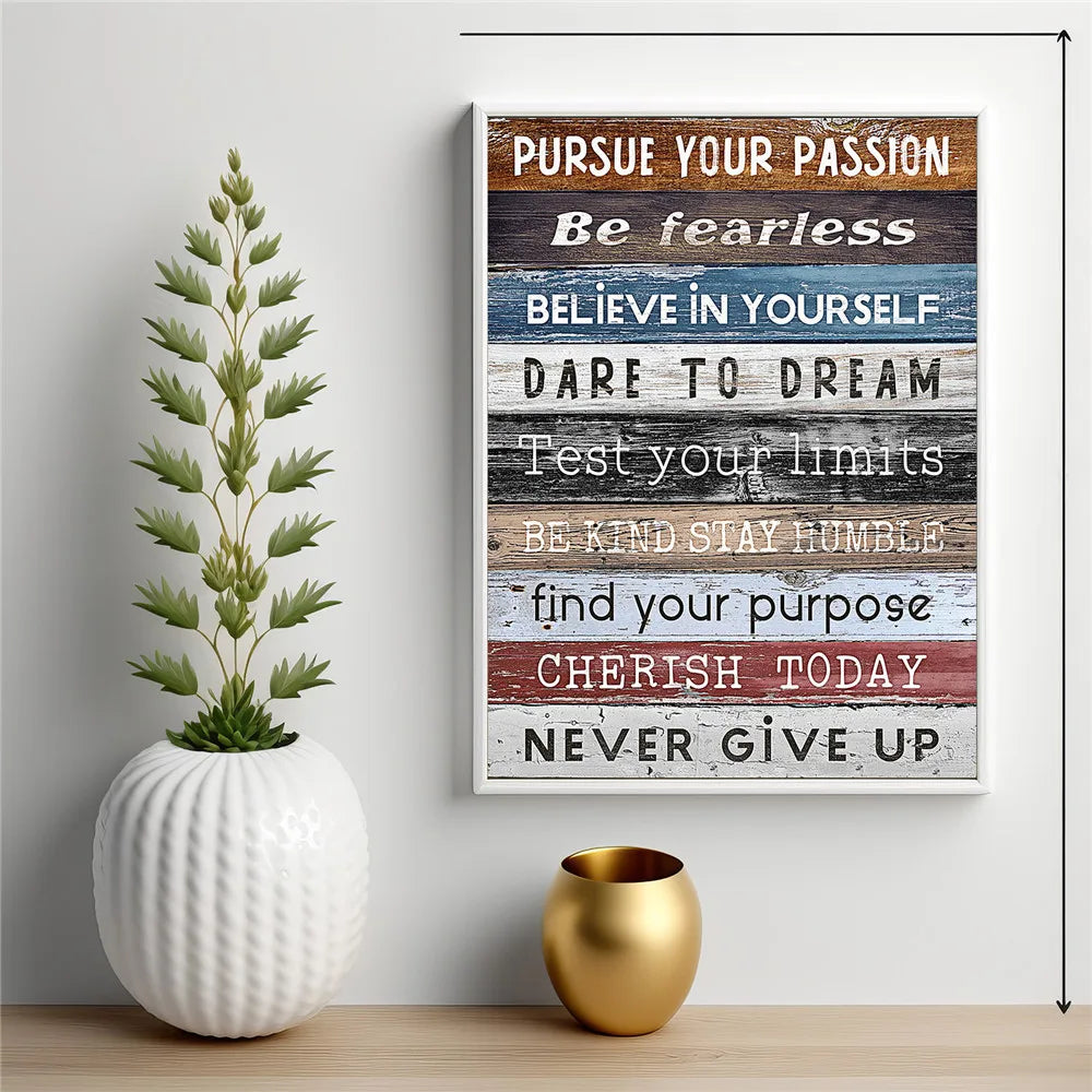 Inspirational Office Wall Decor Painting Abstract Never Give Up Canvas Wall Art Poster for Bedroom Living Room Classroom Decor