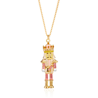 Imitation Pearl Rhinestone Soldier Shaped Pendant Necklace Cartoon Cute Soldier Choker Christmas Holiday Jewelry For Women Men