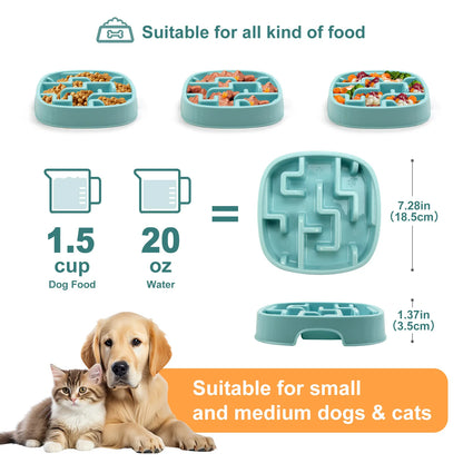 PP Material Pet Bowls Set – Dog & Cat Slow Food Bowls, Non-Slip Feeding Bowls & Durable Pet Supplies