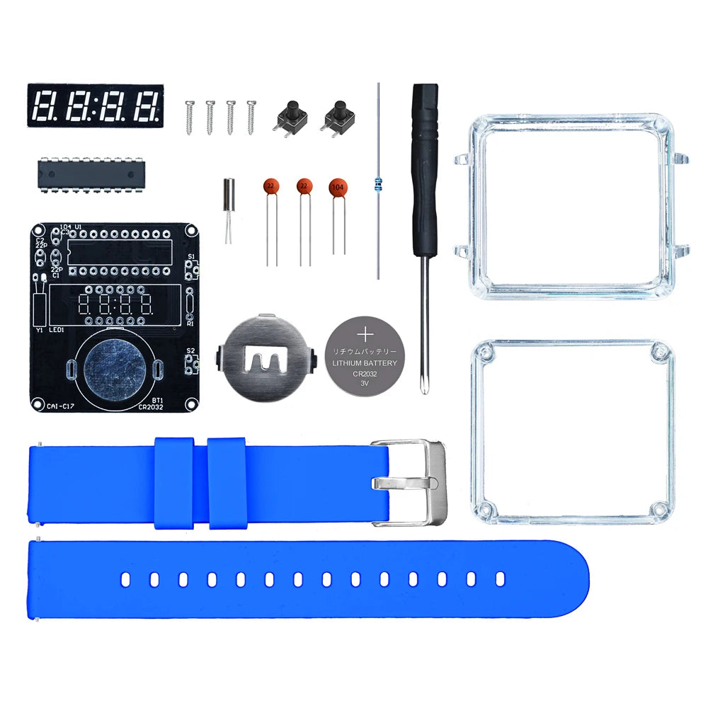 DIY Electronic Watch Kit Creative LED Digital Display 3V Transparent Case Practical Welding DIY Electronic Kit