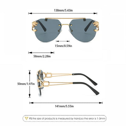 2023 Sunglasses Women Luxury Rimless Vintage Fashion Glasses Lunette Oversized Shades De Soleil Femme Gafas De Sol Mujer Lentes