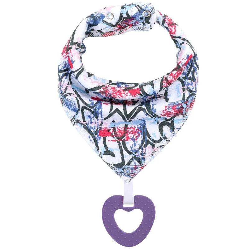 Baby cotton feeding bibs: Multi-functional triangular drool pads with teething toy—skin-friendly,anti-spitup,keeps clothes clean