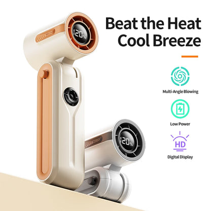 Portable Mini Handheld Fan with LED Display Semiconductor Refrigeration 120 Speeds USB Rechargeable Battery Outdoor Fan