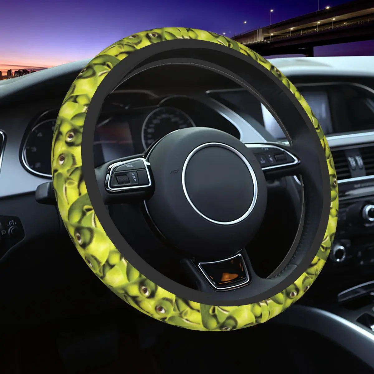 Steering Wheel Cover Shreks Meme Collage Universal Braid On The Steering Wheel Cover Car-styling Elastische Automobile Accessory