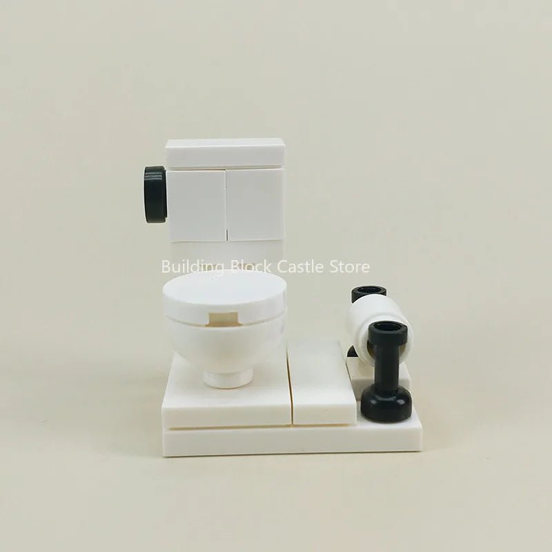 MOC Modern Home Sofa, TV Cabinet, Furniture, Refrigerator Small Particle Building Block Scene Construction Toy Model