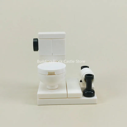 MOC Modern Home Sofa, TV Cabinet, Furniture, Refrigerator Small Particle Building Block Scene Construction Toy Model