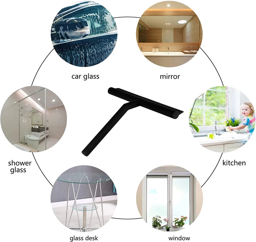 Shower Squeegee  for Glass Door Shower Wall Scraper Cleaner With Silicone Holder Bathroom Mirror Wiper Scraper Glass Cleaning