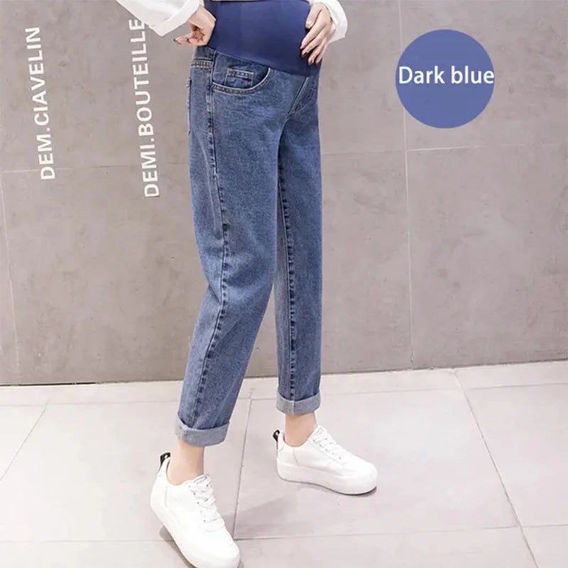 Pregnancy Abdominal Pants Jeans Maternity Pants For Pregnant Women Clothes High Waist Trousers Loose Denim Stretch Flared Jeans