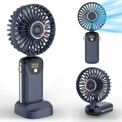 Portable Mini Handheld Fan with Desktop Phone Holder 1800mAh Electric Fan 3-speed USB Charging Outdoor Neck Hanging Cooling Fan