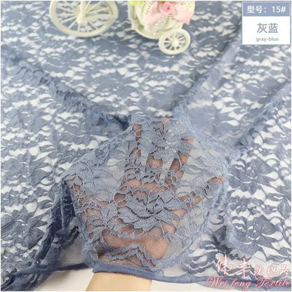 Lace Fabric Elastic By The Meter for Needlework Curtains Dresses Skirts Clothes DIY Sewing Comfortable Soft Cloth Red White Blue