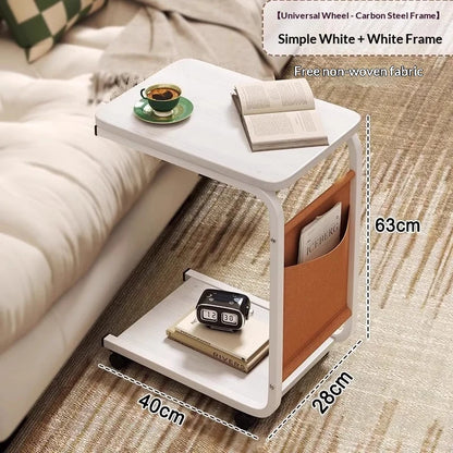 Modern Mobile Coffee Side Table Bedside Nightstand Small Rolling Height Adjustable Sofa End Table Metal Table Furniture Home