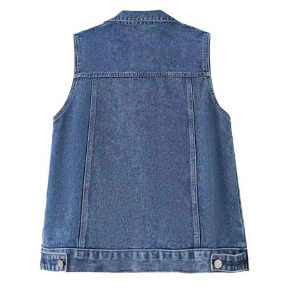 Fashion Women Cowboy Waistcoat Outwear Lady Large Size 4XL Denim Vest Coat Autumn Female Jeans Sleeveless Jacket