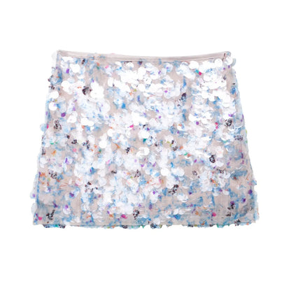 HH Women Fashion Yellow Sequin Mini Skirts Side Zipper High Waist A Line Skirt Summer Sexy Lady Elegant Club Party Skirts